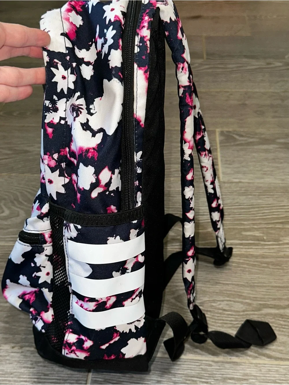 adidas Originals Trefoil Logo 2.0 Pocket Backpack Pink Floral Legend School Bag